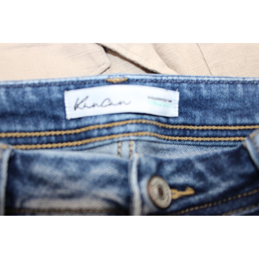 KanCan Flare High Rise Slit Frayed Hem Jeans Women 30 Blue Boho Distressed - Picture 4 of 4